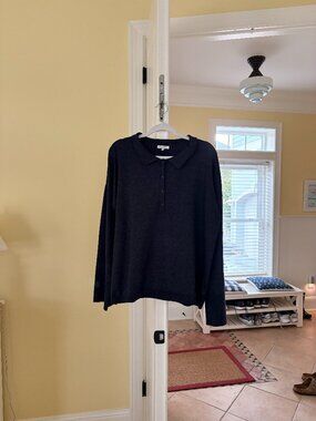 crescent collared knit polo sweater (xs)